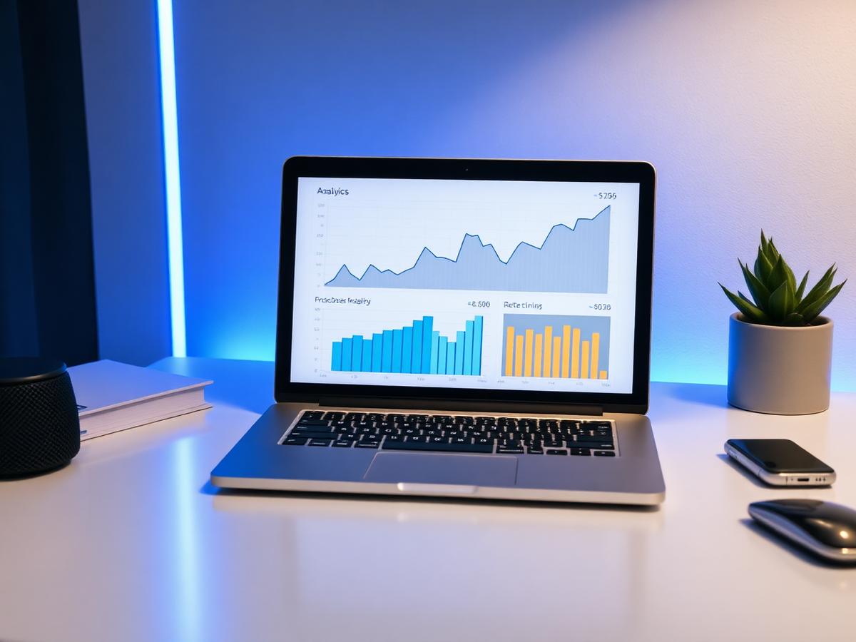 Sales growth analytics on a laptop screen